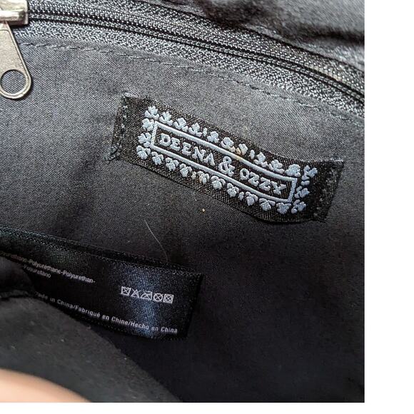 Deena And Ozzy Women's Black Leather 6x6 Metal Studded Crossbody Bag - Picture 3 of 3